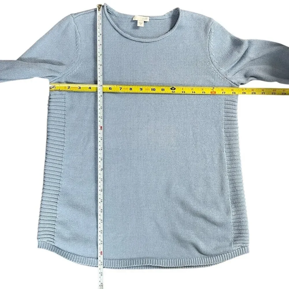 J. Jill Light Blue Crewneck Knit Sweater, size XS. Pullover cotton wool blend